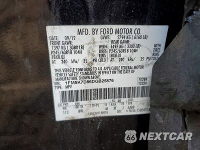 Zdjęcie 13 z 14 samochodu: 2013 FORD EXPLORER XLT VIN:1FM5K7D86DGB25876 - miniatura