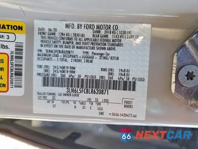 Zdjęcie 13 z 13 samochodu: 2020 LINCOLN MKZ RESERVE VIN:3LN6L5FC8LR620871 - miniatura