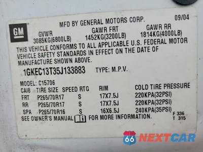 Zdjęcie 13 z 13 samochodu: 2005 GMC YUKON VIN:1GKEC13T35J133883 - miniatura