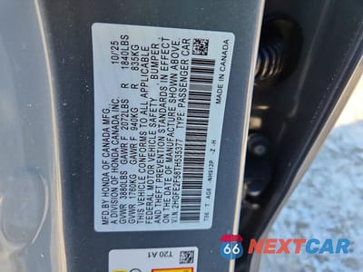 Zdjęcie 12 z 12 samochodu: 2026 HONDA CIVIC SPORT VIN:2HGFE2F58TH535377 - miniatura