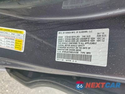 Zdjęcie 13 z 13 samochodu: 2019 HONDA ODYSSEY EXL VIN:5FNRL6H76KB101258 - miniatura