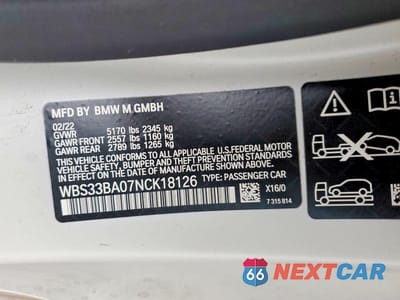 Zdjęcie 12 z 12 samochodu: 2022 BMW M4 COMPETITION VIN:WBS33BA07NCK18126 - miniatura