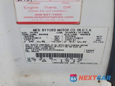 Zdjęcie 12 z 12 samochodu: 2004 FORD F150 VIN:1FTVX14524NA56866 - miniatura