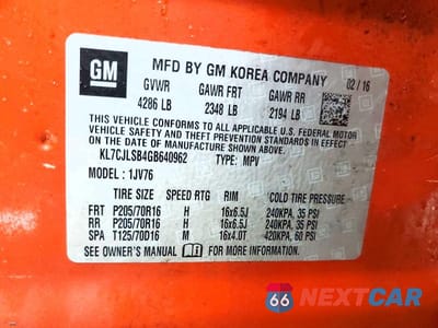 Zdjęcie 14 z 14 samochodu: 2016 CHEVROLET TRAX 1LT VIN:KL7CJLSB4GB640962 - miniatura