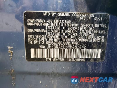 Zdjęcie 13 z 13 samochodu: 2023 SUBARU FORESTER PREMIUM VIN:JF2SKAEC5PH462448 - miniatura
