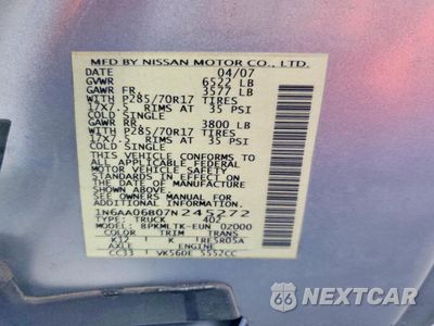 Zdjęcie 13 z 15 samochodu: 2007 NISSAN TITAN XE VIN:1N6AA06B07N245272 - miniatura