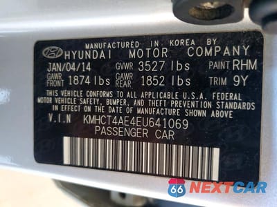 Zdjęcie 12 z 12 samochodu: 2014 HYUNDAI ACCENT GLS VIN:KMHCT4AE4EU641069 - miniatura