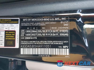 Zdjęcie 13 z 13 samochodu: 2017 MERCEDES-BENZ GLE 350 VIN:4JGDA5JB5HA911051 - miniatura