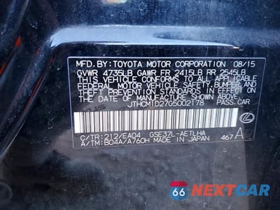 Zdjęcie 13 z 13 samochodu: 2016 LEXUS IS 300 VIN:JTHCM1D27G5002178 - miniatura