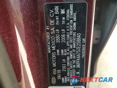 Zdjęcie 12 z 12 samochodu: 2018 KIA FORTE LX VIN:3KPFK4A75JE258840 - miniatura