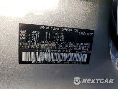Zdjęcie 12 z 12 samochodu: 2025 SUBARU LEGACY PREMIUM VIN:4S3BWAD69S3030692 - miniatura