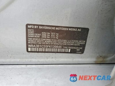 Zdjęcie 12 z 12 samochodu: 2015 BMW 320 I VIN:WBA3B1C55FK139846 - miniatura