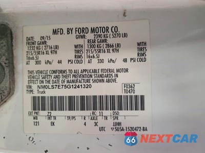 Zdjęcie 13 z 13 samochodu: 2016 FORD TRANSIT CONNECT XL VIN:NM0LS7E75G1241320 - miniatura