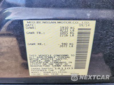 Zdjęcie 12 z 13 samochodu: 2015 NISSAN ALTIMA 2.5 VIN:1N4AL3AP5FC181103 - miniatura