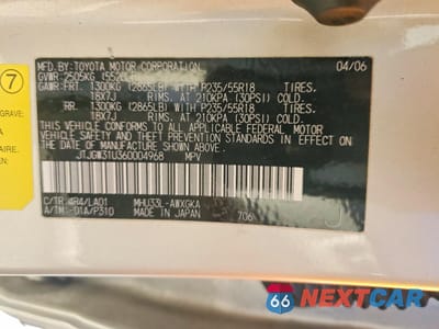 Zdjęcie 13 z 13 samochodu: 2006 LEXUS RX 400 VIN:JTJGW31U360004968 - miniatura