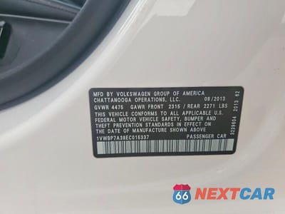 Zdjęcie 13 z 13 samochodu: 2014 VOLKSWAGEN PASSAT SE VIN:1VWBP7A38EC015337 - miniatura