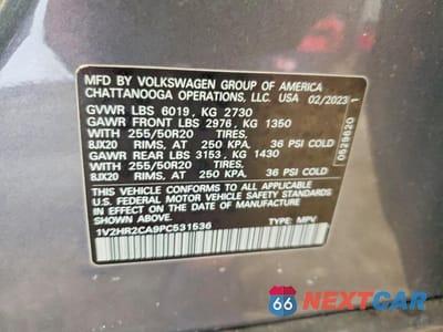 Zdjęcie 13 z 14 samochodu: 2023 VOLKSWAGEN ATLAS SE VIN:1V2HR2CA9PC531536 - miniatura