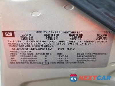Zdjęcie 14 z 14 samochodu: 2011 BUICK ENCLAVE CXL VIN:5GAKVBED4BJ392142 - miniatura