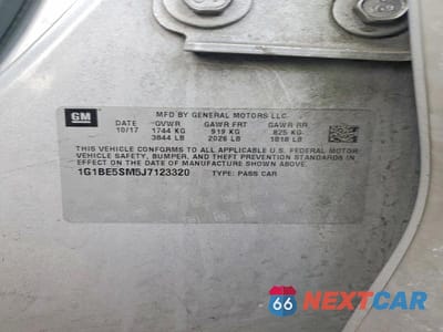 Zdjęcie 12 z 12 samochodu: 2018 CHEVROLET CRUZE LT VIN:1G1BE5SM5J7123320 - miniatura