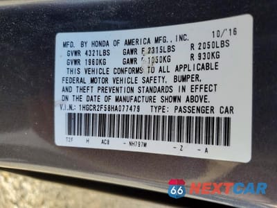 Zdjęcie 12 z 12 samochodu: 2017 HONDA ACCORD SPORT VIN:1HGCR2F58HA077479 - miniatura
