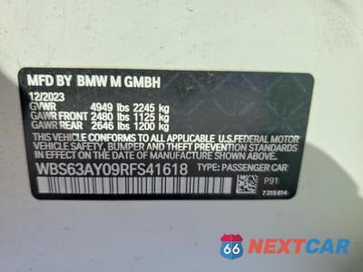 Zdjęcie 12 z 12 samochodu: 2024 BMW M3 CS VIN:WBS63AY09RFS41618 - miniatura