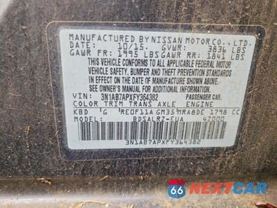 Zdjęcie 12 z 12 samochodu: 2015 NISS SENTRA S VIN:3N1AB7APXFY364382 - miniatura