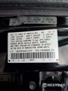 Zdjęcie 12 z 13 samochodu: 2010 HONDA ACCORD EXL VIN:1HGCP2F87AA112731 - miniatura
