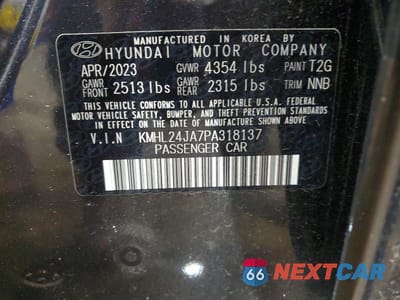 Zdjęcie 12 z 12 samochodu: 2023 HYUNDAI SONATA SE VIN:KMHL24JA7PA318137 - miniatura