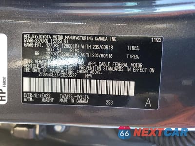 Zdjęcie 12 z 12 samochodu: 2024 LEXUS NX 350 BASE VIN:2T2AGCEZ4RC050522 - miniatura