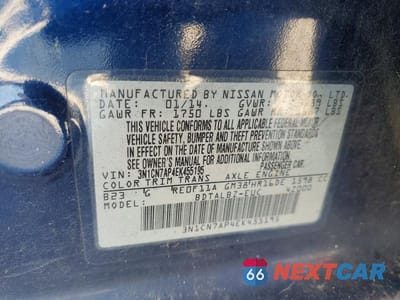 Zdjęcie 12 z 12 samochodu: 2014 NISS VERSA VIN:3N1CN7AP4EK455195 - miniatura