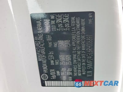 Zdjęcie 14 z 14 samochodu: 2024 HYUNDAI SANTA FE SEL VIN:5NMP24GL6RH006897 - miniatura