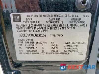 Zdjęcie 12 z 12 samochodu: 2006 CHEVROLET SILVERADO C1500 VIN:3GCEC14X06G272059 - miniatura