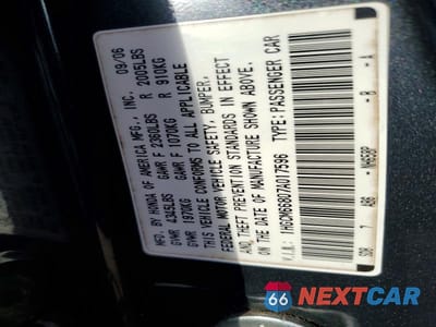 Zdjęcie 12 z 12 samochodu: 2007 HONDA ACCORD EX VIN:1HGCM66807A017596 - miniatura