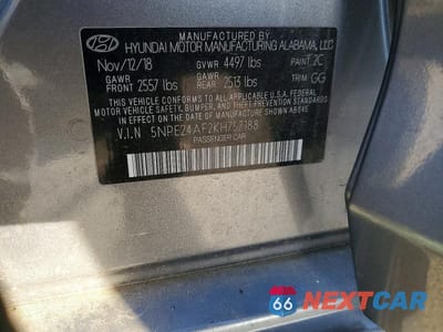 Zdjęcie 12 z 12 samochodu: 2019 HYUNDAI SONATA SE VIN:5NPE24AF2KH757188 - miniatura