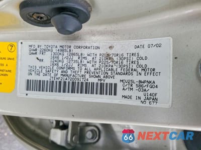 Zdjęcie 14 z 14 samochodu: 2002 TOYOTA HIGHLANDER BASE VIN:JTEHF21A720091724 - miniatura