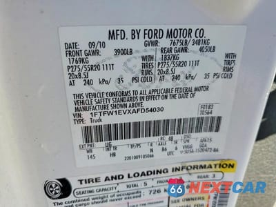 Zdjęcie 12 z 12 samochodu: 2010 FORD F150 SUPERCREW VIN:1FTFW1EVXAFD54030 - miniatura
