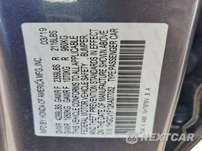 Zdjęcie 12 z 13 samochodu: 2019 HONDA ACCORD LX VIN:1HGCV1F12KA077052 - miniatura