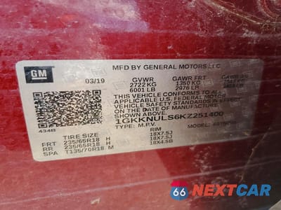 Zdjęcie 12 z 12 samochodu: 2019 GMC ACADIA SLT-1 VIN:1GKKNULS6KZ251400 - miniatura
