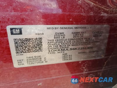 Zdjęcie 12 z 12 samochodu: 2019 GMC ACADIA SLT-1 VIN:1GKKNULS6KZ251400 - miniatura