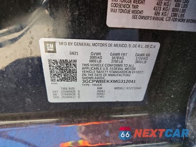 Zdjęcie 12 z 12 samochodu: 2021 CHEVROLET SILVERADO C1500 CUSTOM VIN:3GCPWBEKXMG312041 - miniatura