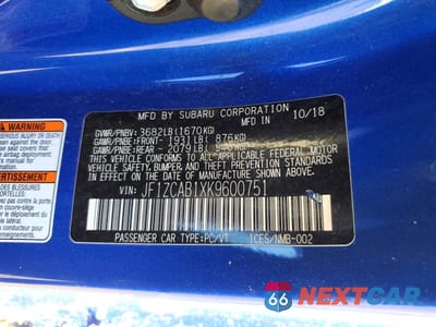 Zdjęcie 12 z 12 samochodu: 2019 SUBARU BRZ PREMIUM VIN:JF1ZCAB1XK9600751 - miniatura