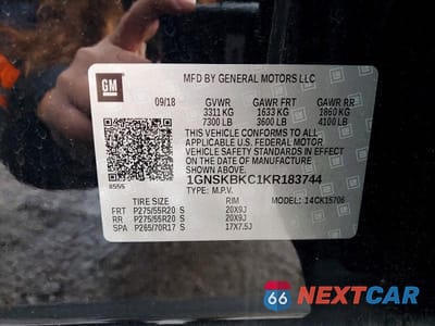 Zdjęcie 13 z 13 samochodu: 2019 CHEVROLET TAHOE K1500 LT VIN:1GNSKBKC1KR183744 - miniatura