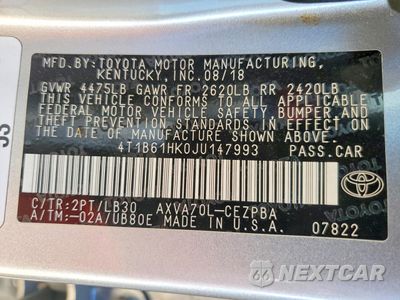 Zdjęcie 13 z 14 samochodu: 2018 TOYOTA CAMRY XSE VIN:4T1B61HK0JU147993 - miniatura