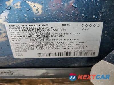 Zdjęcie 12 z 12 samochodu: 2018 AUDI Q5 PRESTIGE VIN:WA1CNAFY0J2163037 - miniatura