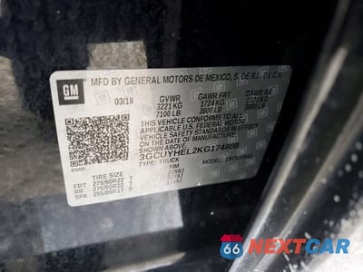 Zdjęcie 12 z 12 samochodu: 2019 CHEVROLET SILVERADO K1500 HIGH COUNTRY VIN:3GCUYHEL2KG174808 - miniatura