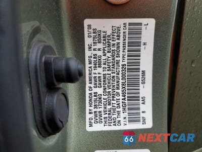 Zdjęcie 12 z 12 samochodu: 2008 HONDA CIVIC GX VIN:1HGFA465X8L000326 - miniatura