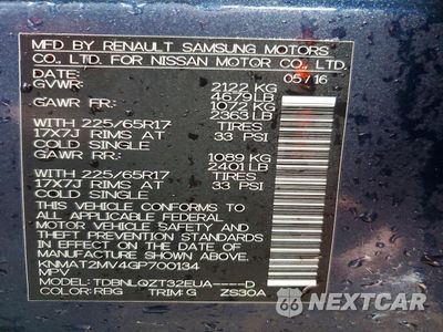 Zdjęcie 13 z 14 samochodu: 2016 NISSAN ROGUE S VIN:KNMAT2MV4GP700134 - miniatura