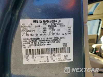 Zdjęcie 12 z 12 samochodu: 2011 FORD ESCAPE LIMITED VIN:1FMCU0EG3BKB18876 - miniatura