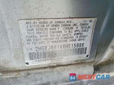 Zdjęcie 12 z 12 samochodu: 1999 HONDA CIVIC BASE VIN:2HGEJ6614XH515886 - miniatura