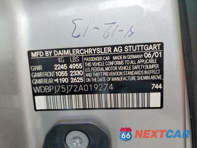 Zdjęcie 12 z 12 samochodu: 2002 MERCEDES-BENZ CL 500 VIN:WDBPJ75J72A019274 - miniatura